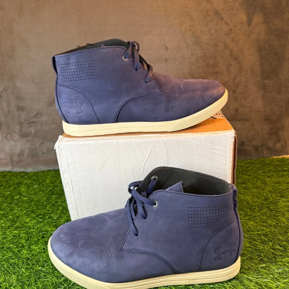 Under Armour Street Encounter Mid Navy Blue Chukka Sneaker‎ Boots Youth size 5.5